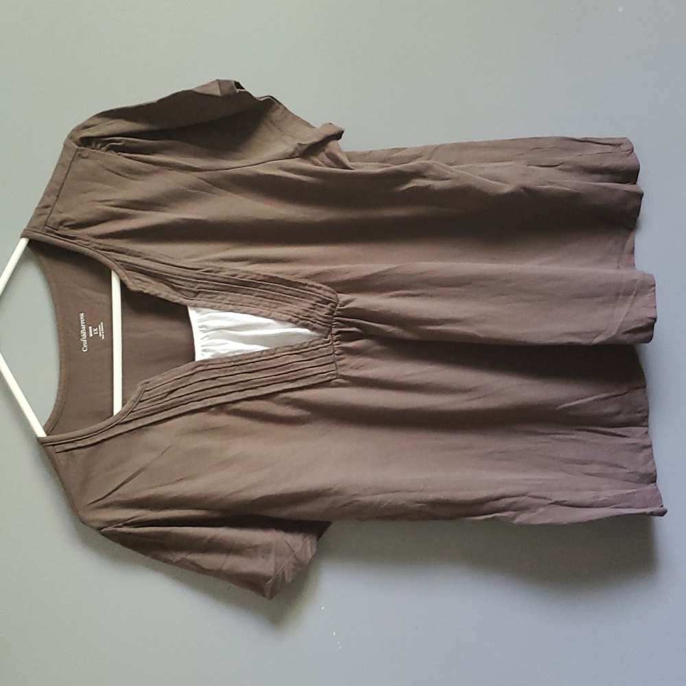 Croft & Barrow, brown & white, short sleeve, cotton, top, size 1X